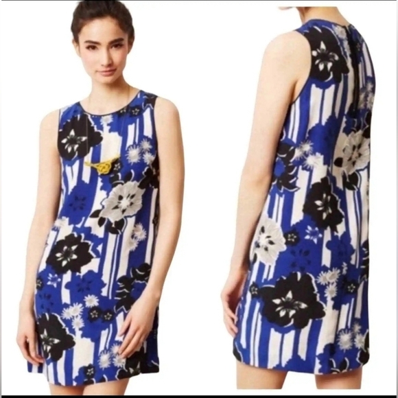 Anthropologie Maeve Silk Canna Shift Sleeveless Floral Dress Size 6 - Picture 1 of 12